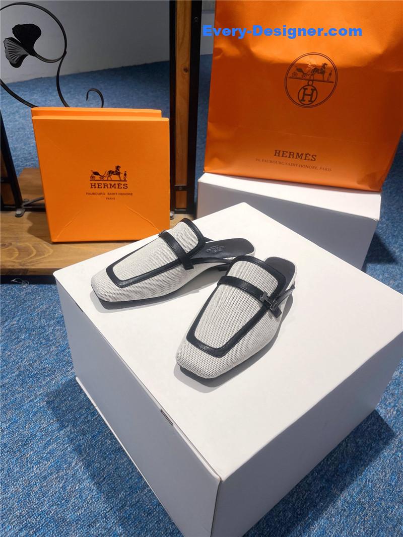 H**me5 square toe h buckle mules half slippers