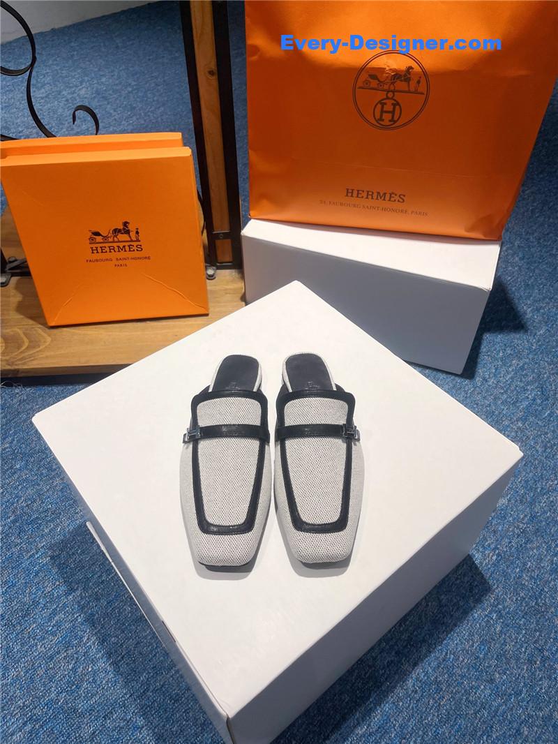 H**me5 square toe h buckle mules half slippers