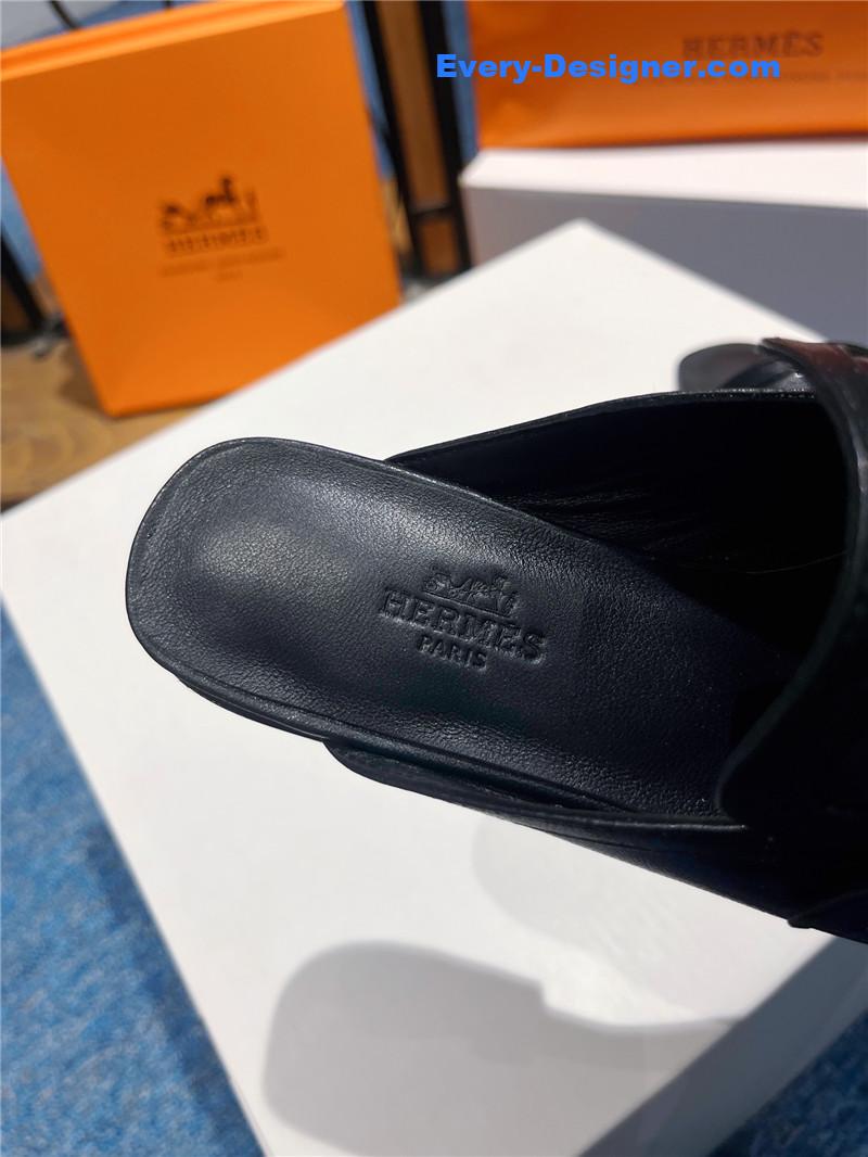 H**me5 square toe h buckle mules half slippers