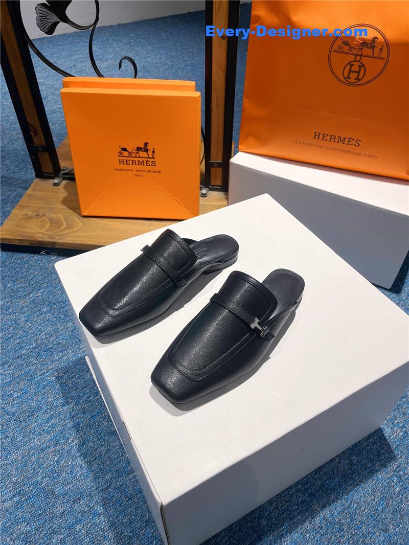 H**me5 square toe h buckle mules half slippers