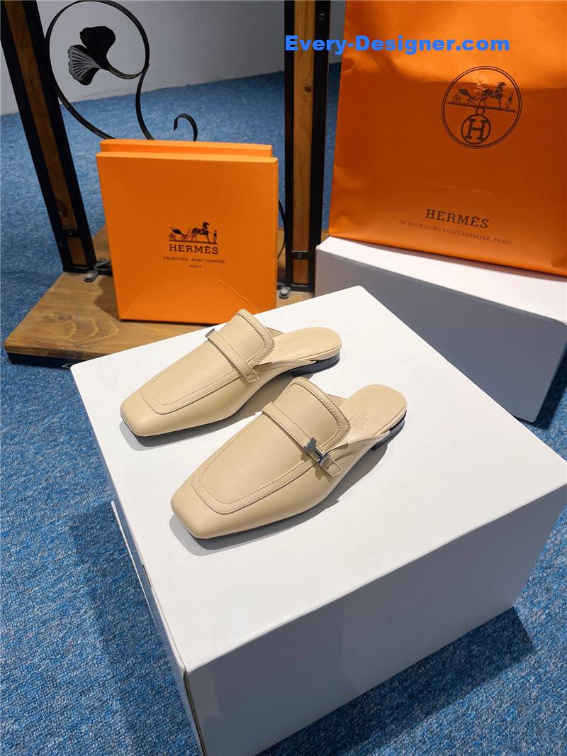 H**me5 square toe h buckle mules half slippers