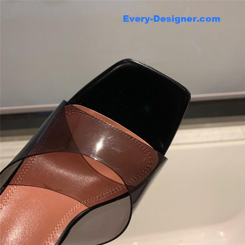 Amina Muaddi Wedge transparent bottom slippers