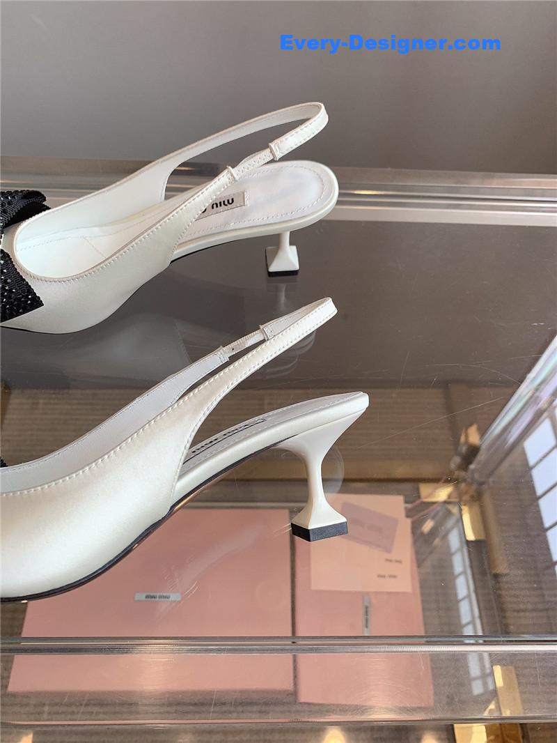 M1um1u new pointed bowknot kitten heels