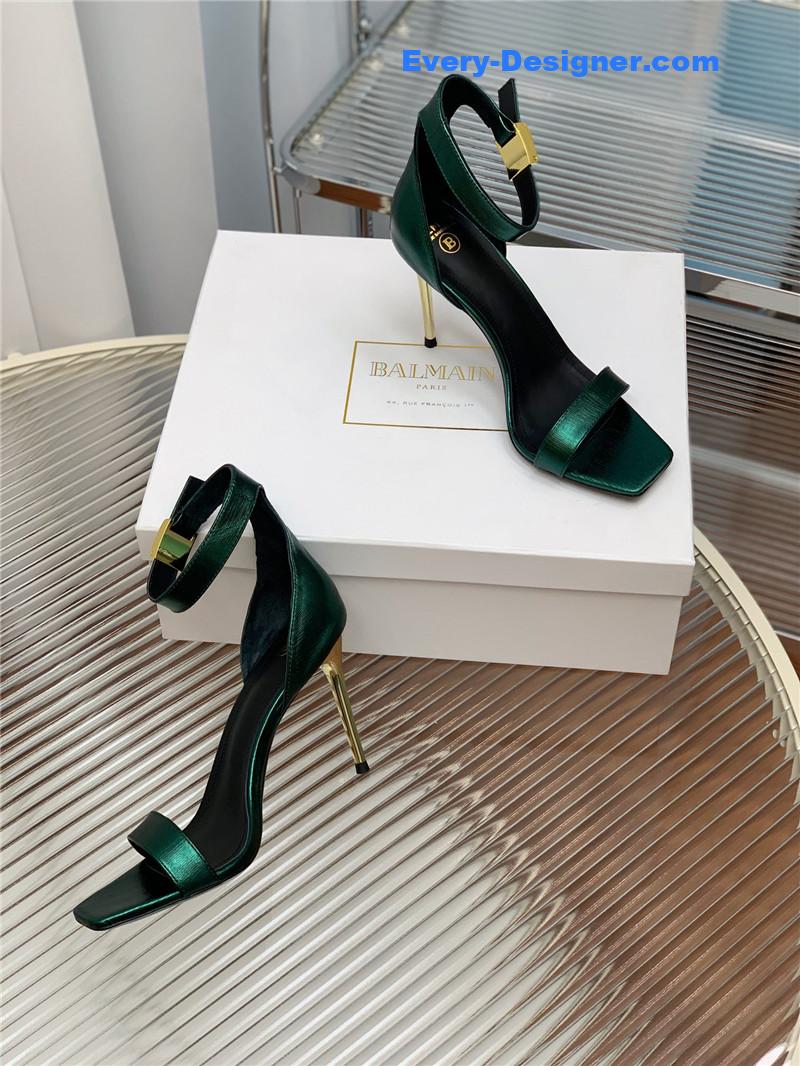 Balmain Metal Buckle Strap Heeled Sandals