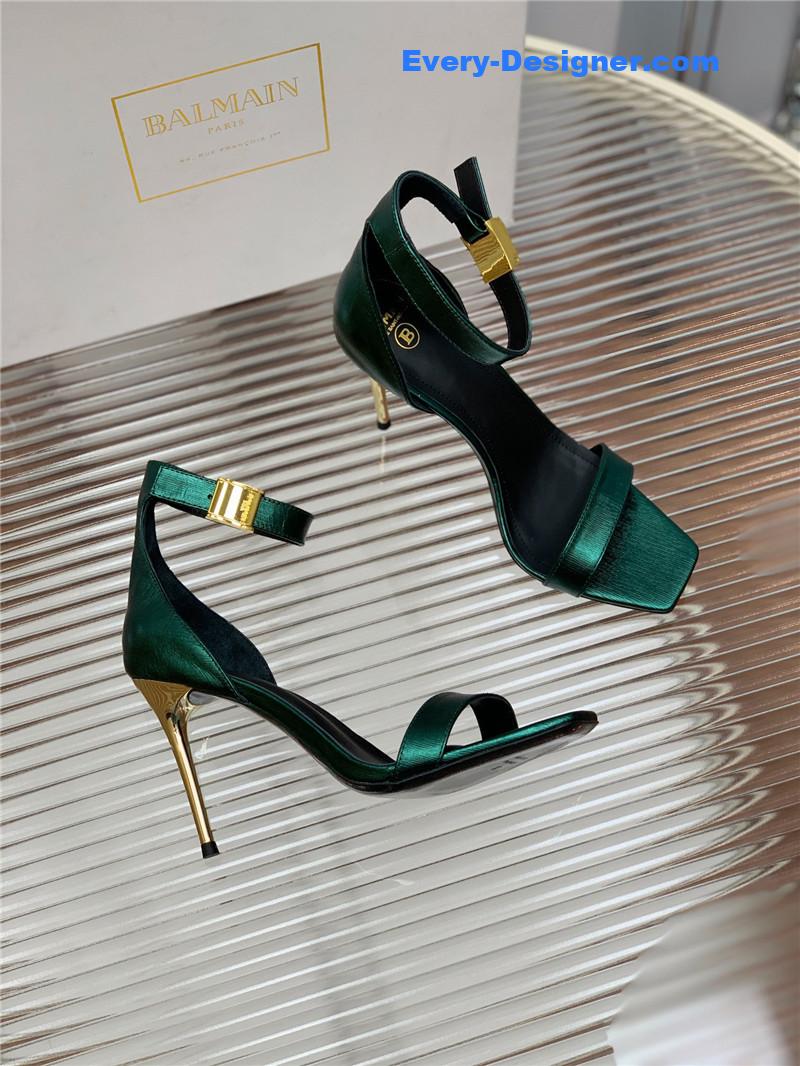 Balmain Metal Buckle Strap Heeled Sandals