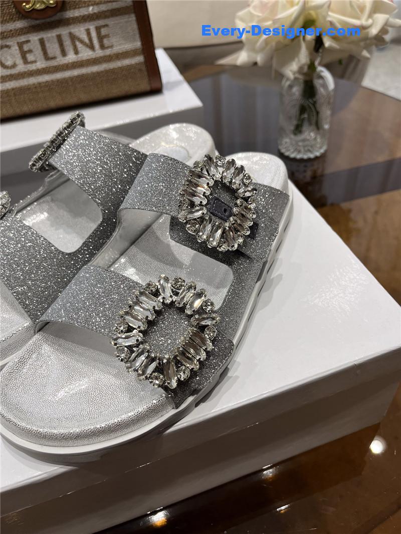 roger u1u1er new rhinestone buckle sandals