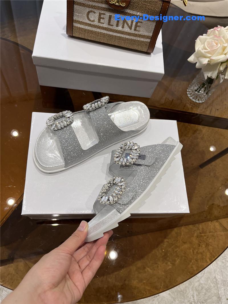 roger u1u1er new rhinestone buckle sandals