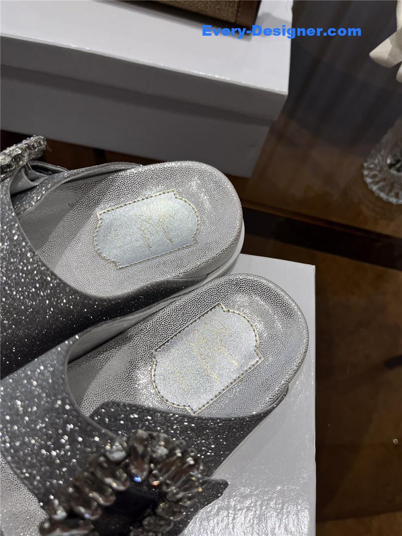 roger u1u1er new rhinestone buckle sandals