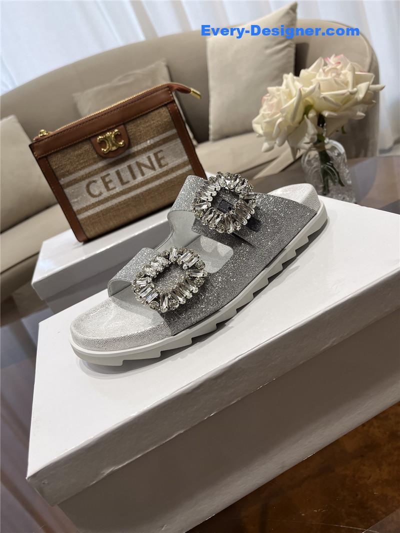 roger u1u1er new rhinestone buckle sandals