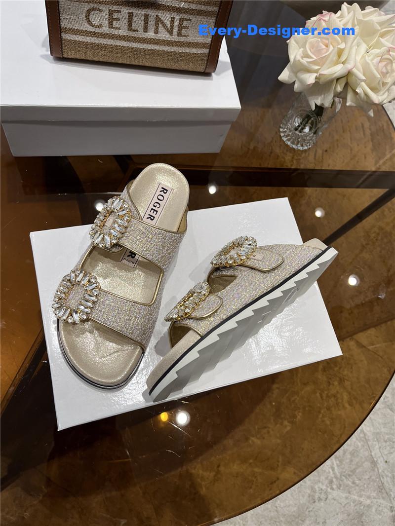 roger u1u1er new rhinestone buckle sandals