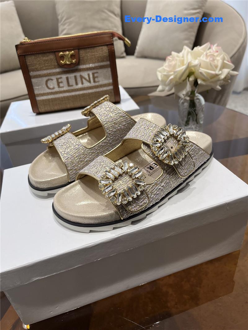 roger u1u1er new rhinestone buckle sandals
