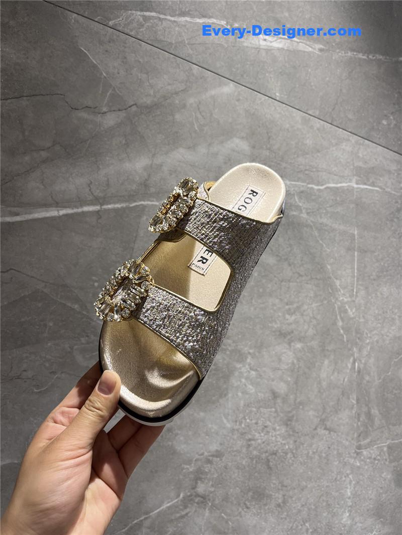 roger u1u1er new rhinestone buckle sandals