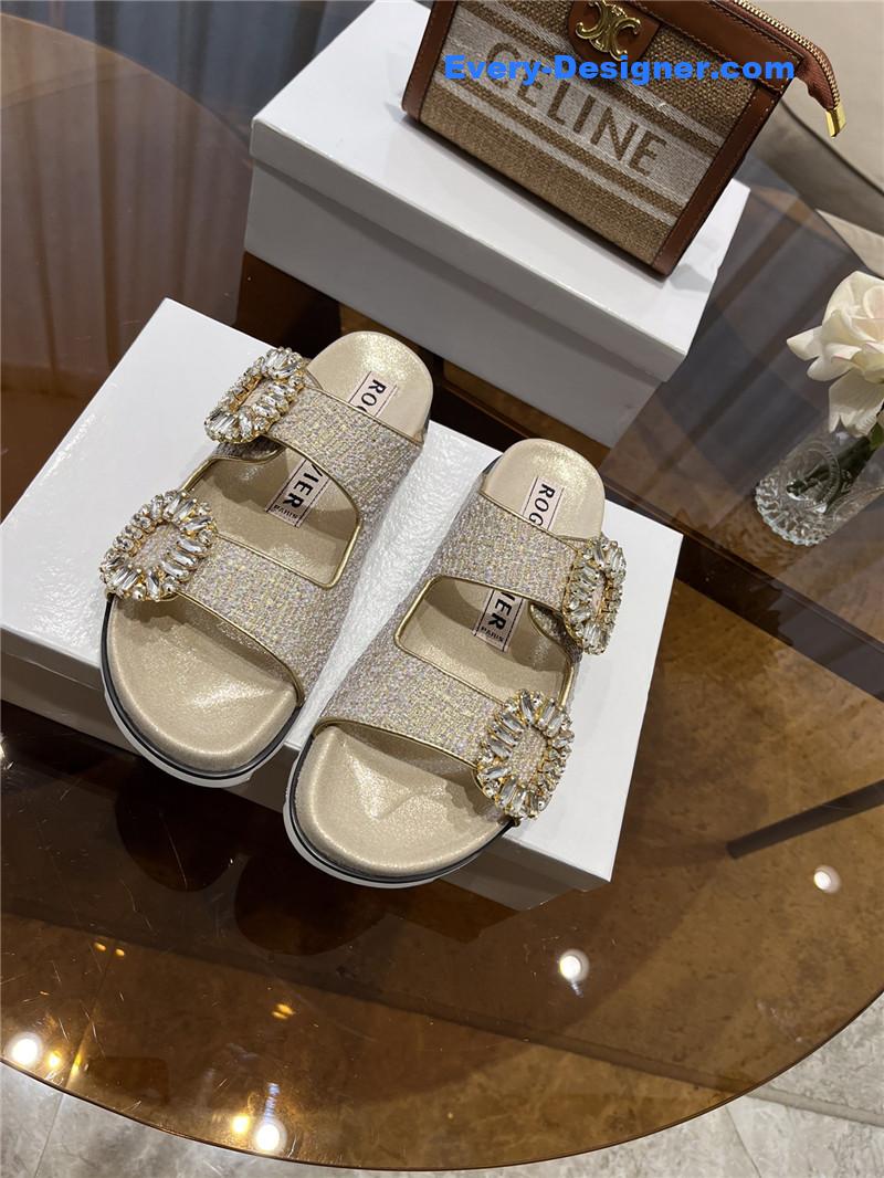 roger u1u1er new rhinestone buckle sandals