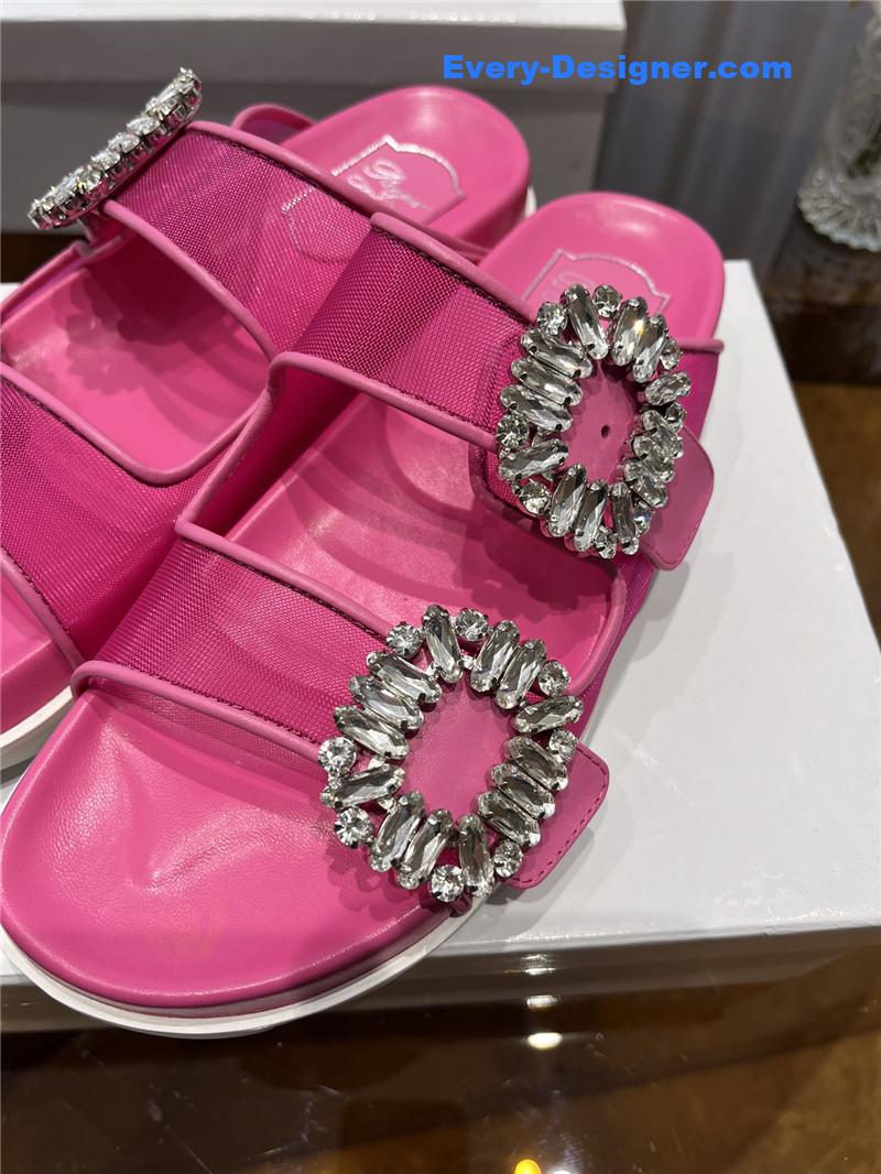 roger u1u1er new rhinestone buckle sandals