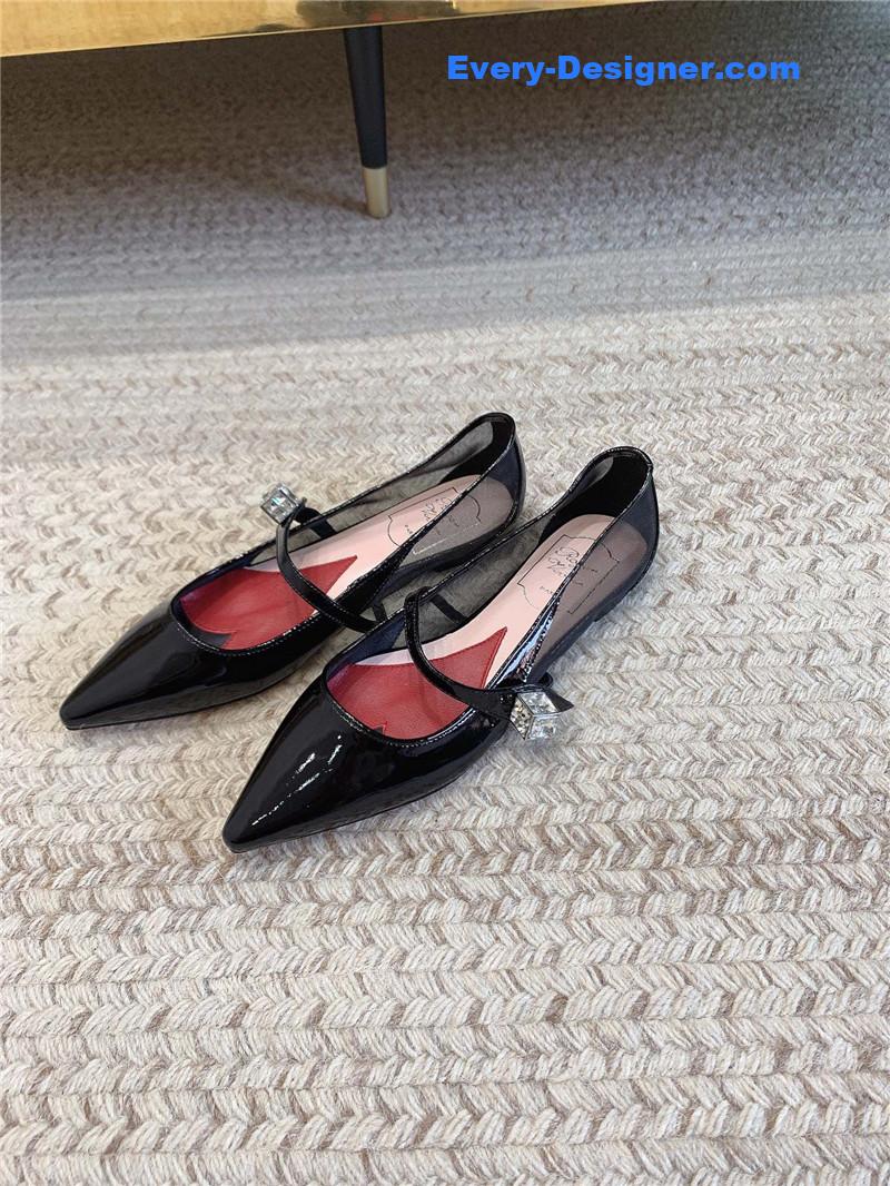 roger u1u1er new pointed toe flat mary jane shoes