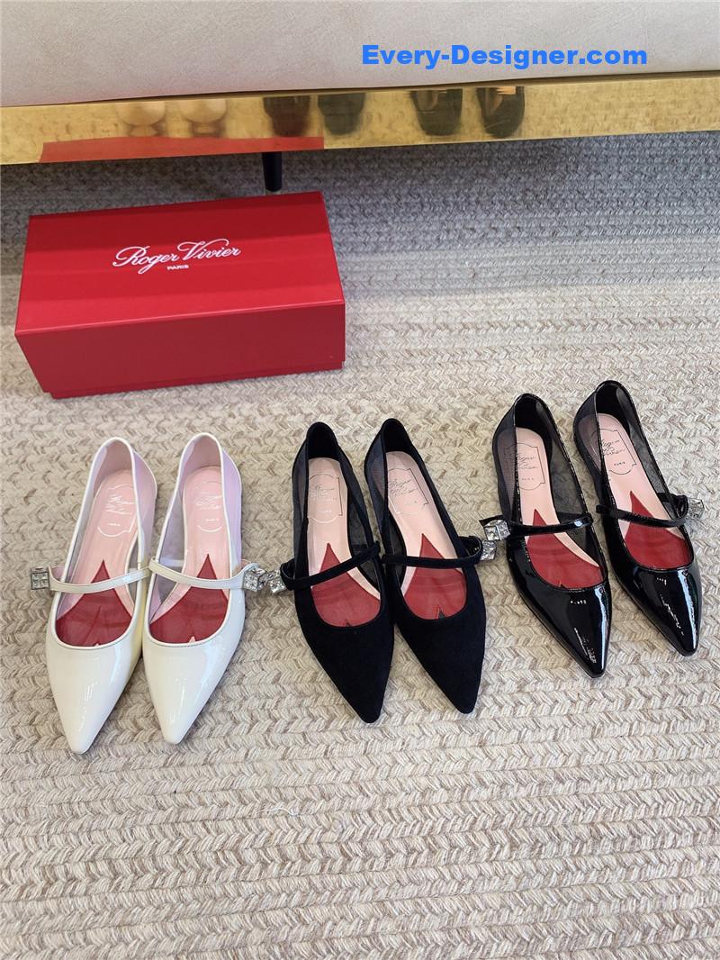roger u1u1er new pointed toe flat mary jane shoes