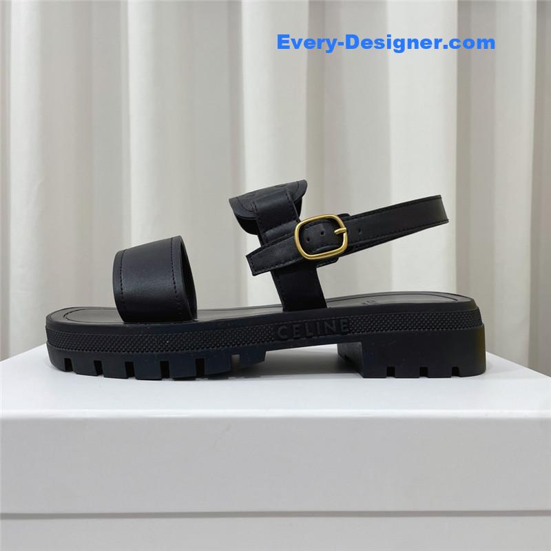 Ce1i*e clea triomphe black leather sandal