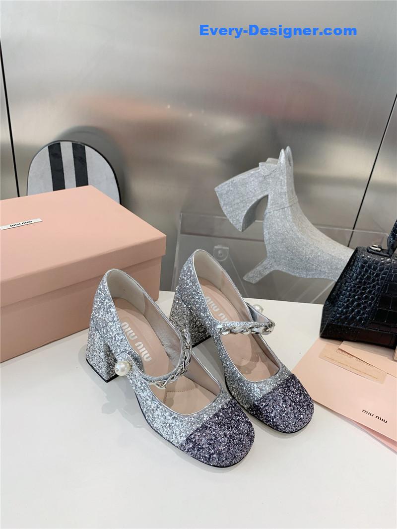 M1um1u new stiletto with thick heel mary jane