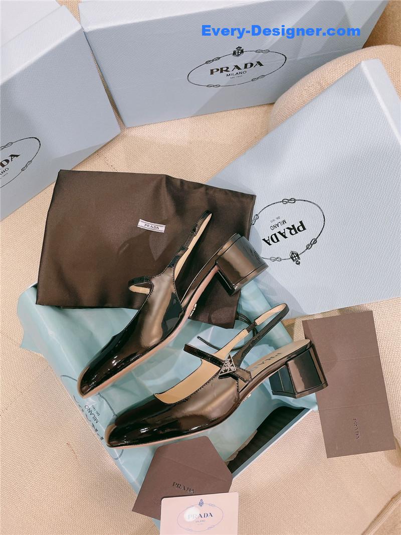 Pra*a patent leather back strap mary jane round toe sandals