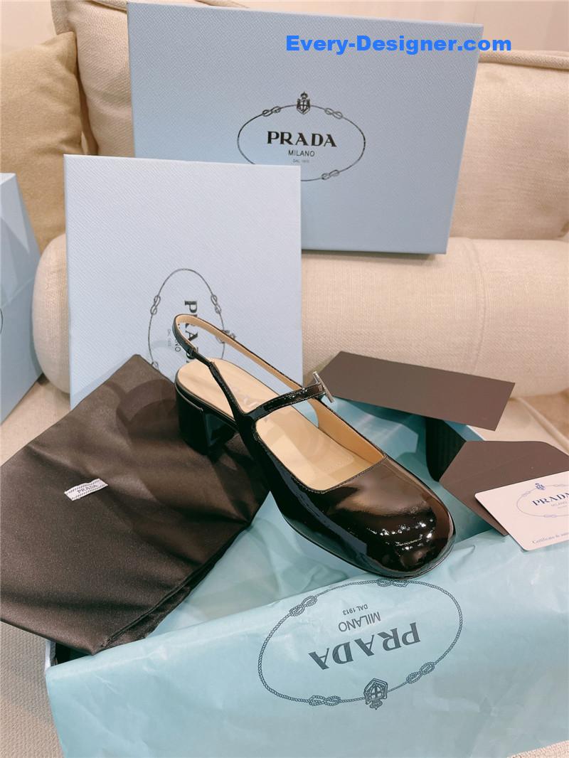 Pra*a patent leather back strap mary jane round toe sandals