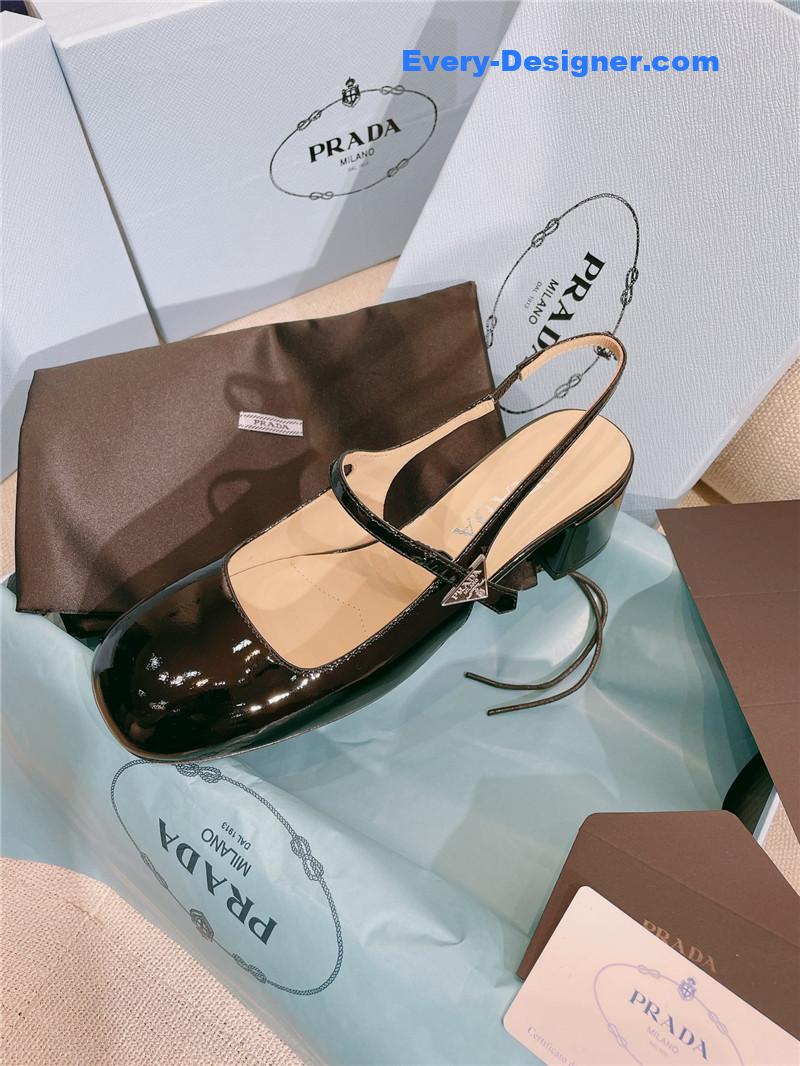 Pra*a patent leather back strap mary jane round toe sandals