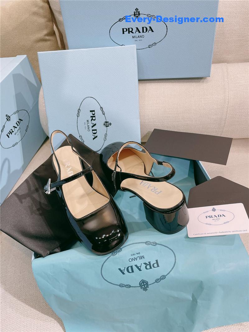 Pra*a patent leather back strap mary jane round toe sandals