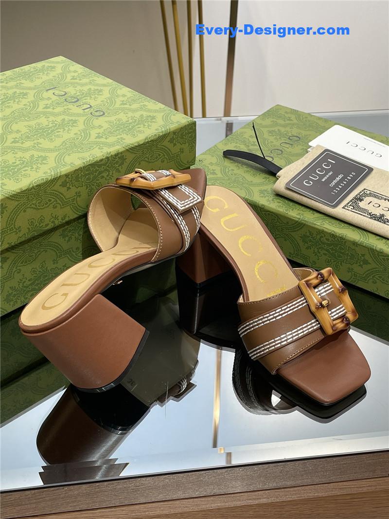 Gvc*1 chunky heel bamboo buckle sandals