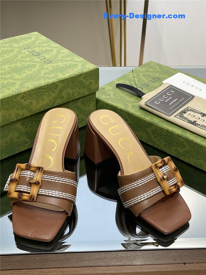 Gvc*1 chunky heel bamboo buckle sandals