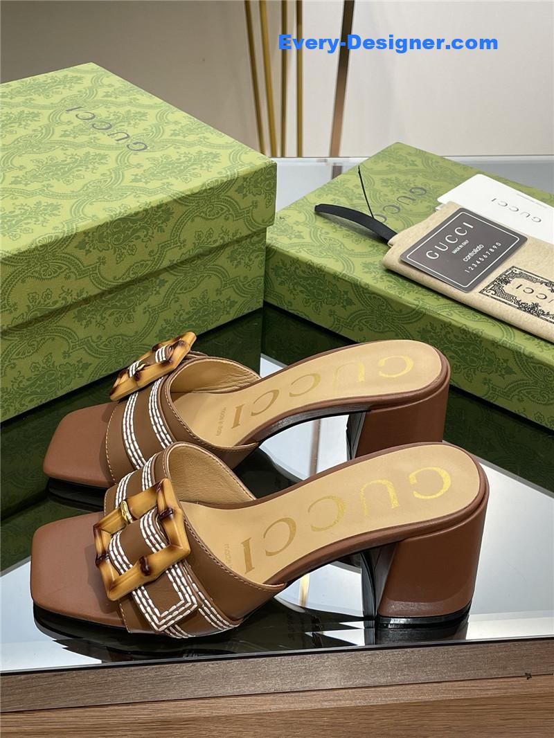 Gvc*1 chunky heel bamboo buckle sandals