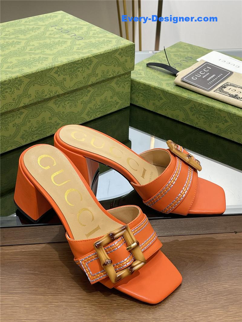 Gvc*1 chunky heel bamboo buckle sandals