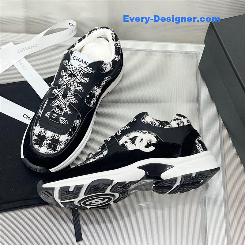 Ch**el plaid wool mosaic sneakers