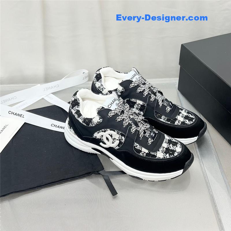 Ch**el plaid wool mosaic sneakers