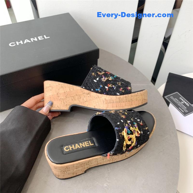 CC rhombus thick-soled flip flops