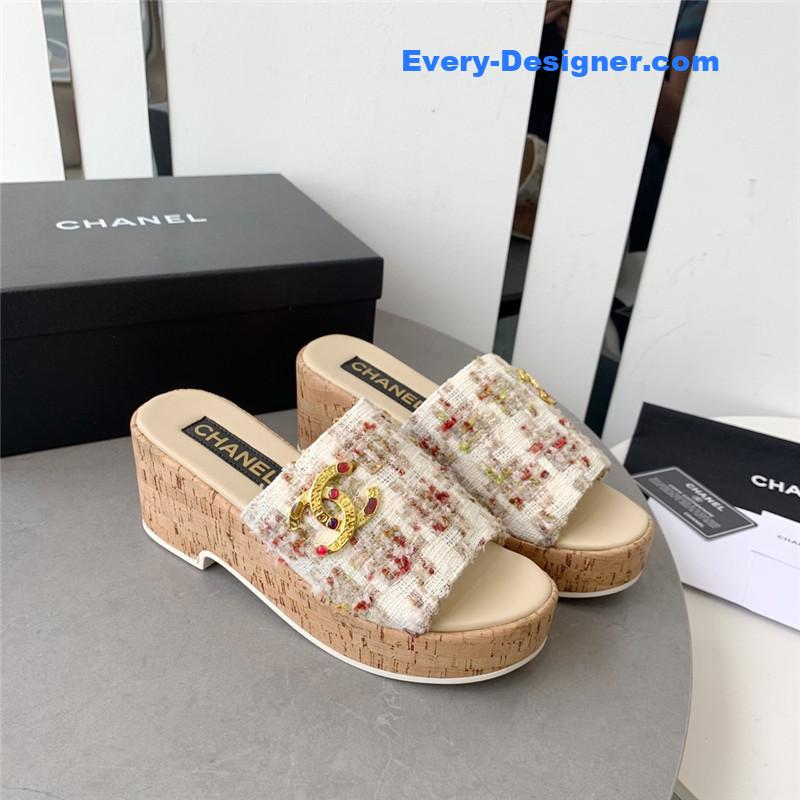 CC rhombus thick-soled flip flops