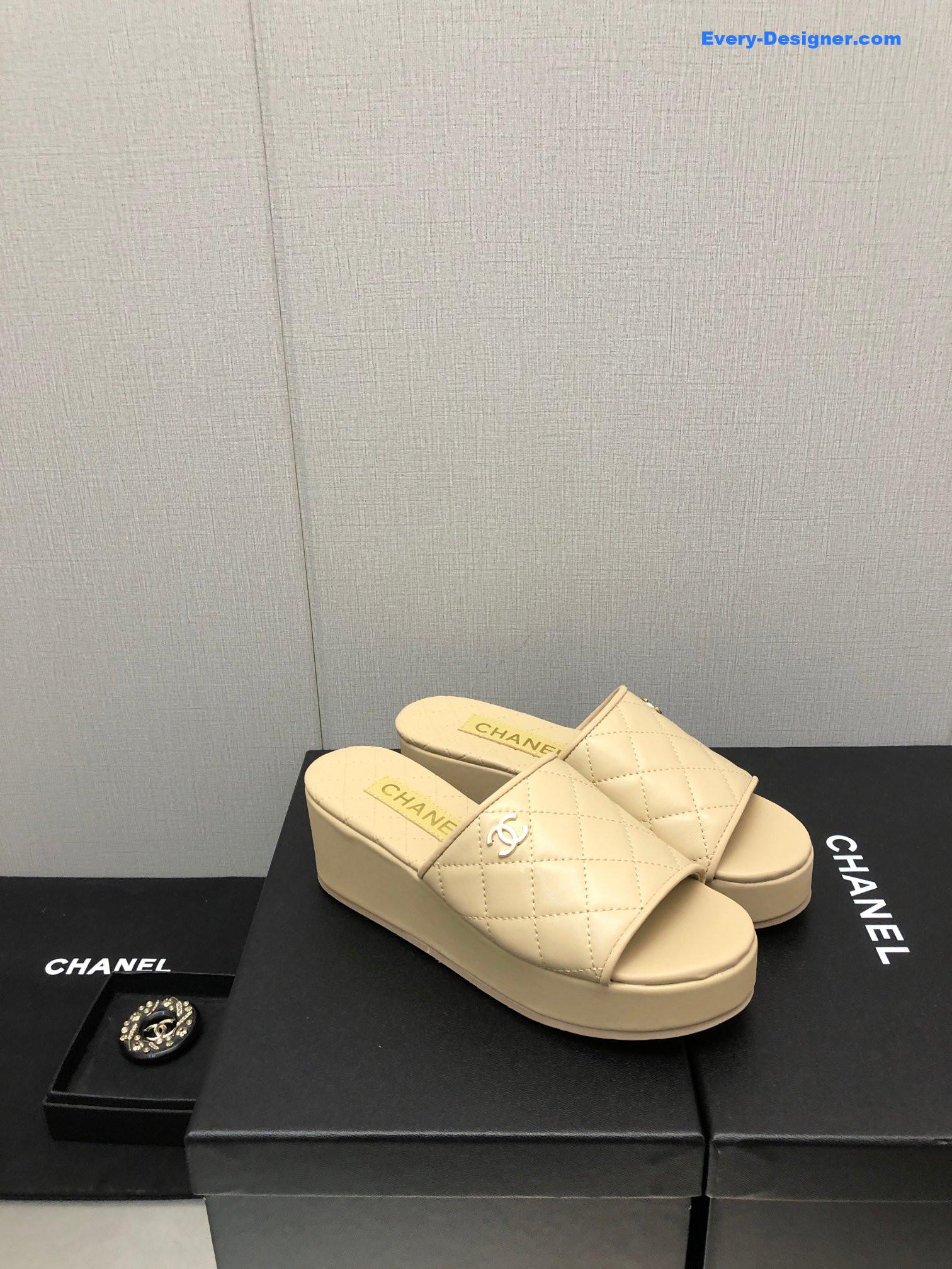 CC rubber outsole high imitation water platform slippers