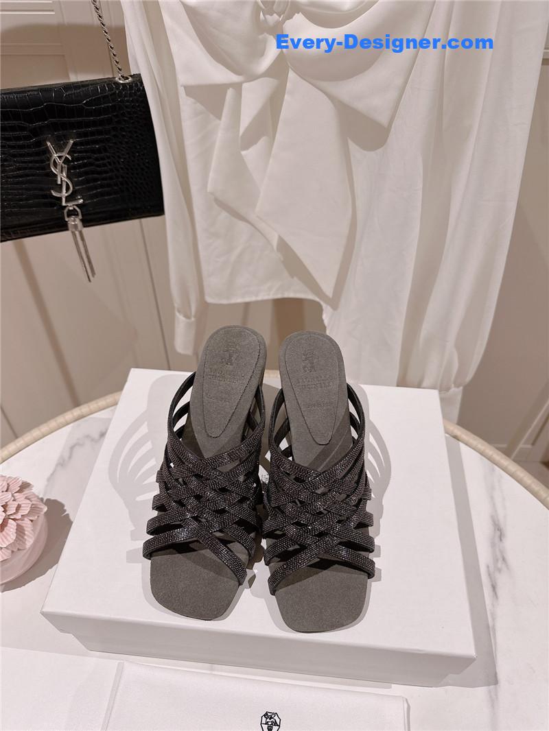 steel D1am0nd wedge slippers