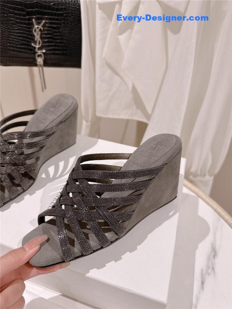 steel D1am0nd wedge slippers