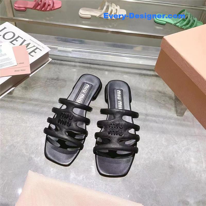 M1um1u flat lambskin sandal slippers