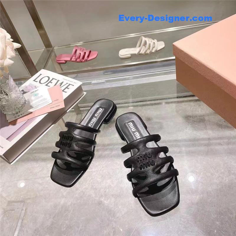 M1um1u flat lambskin sandal slippers