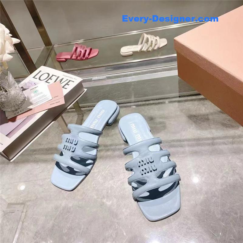 M1um1u flat lambskin sandal slippers
