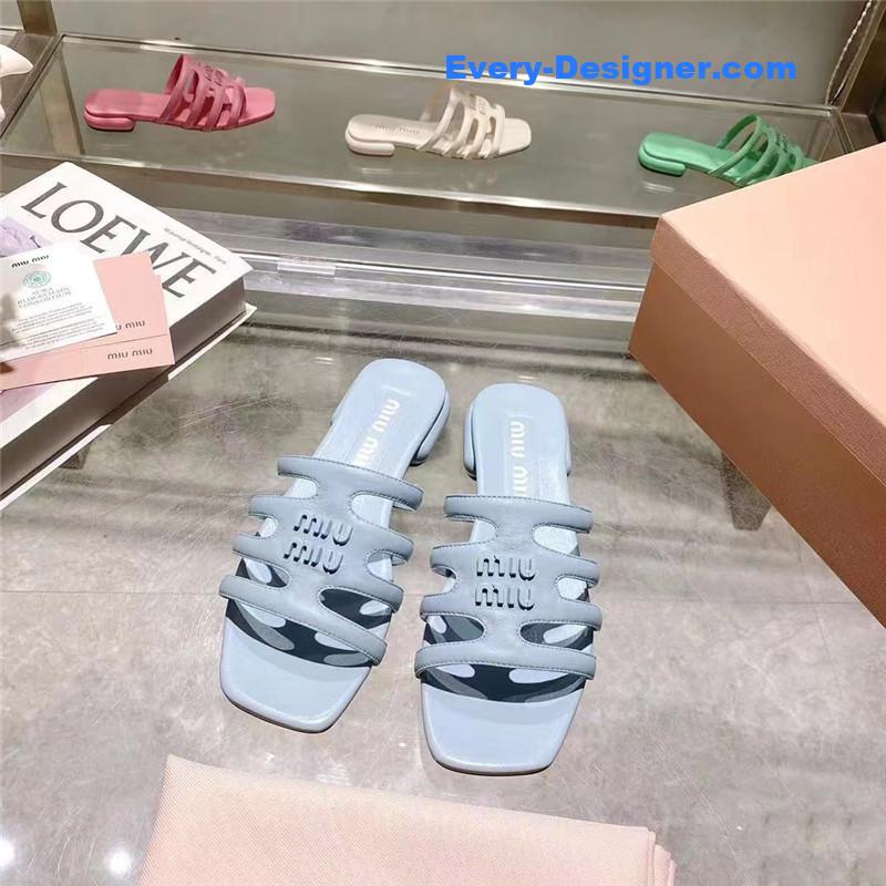 M1um1u flat lambskin sandal slippers