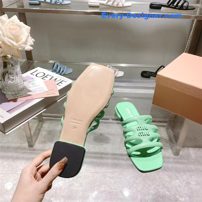 M1um1u flat lambskin sandal slippers