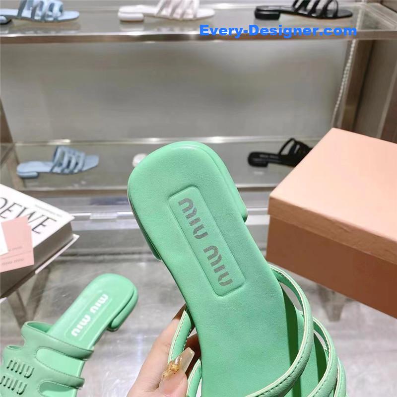 M1um1u flat lambskin sandal slippers