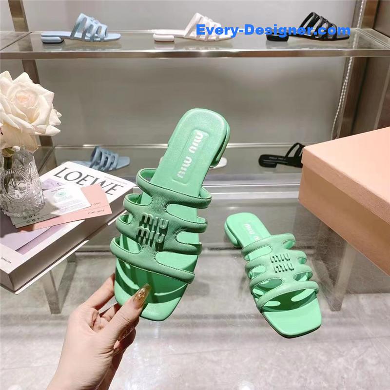M1um1u flat lambskin sandal slippers