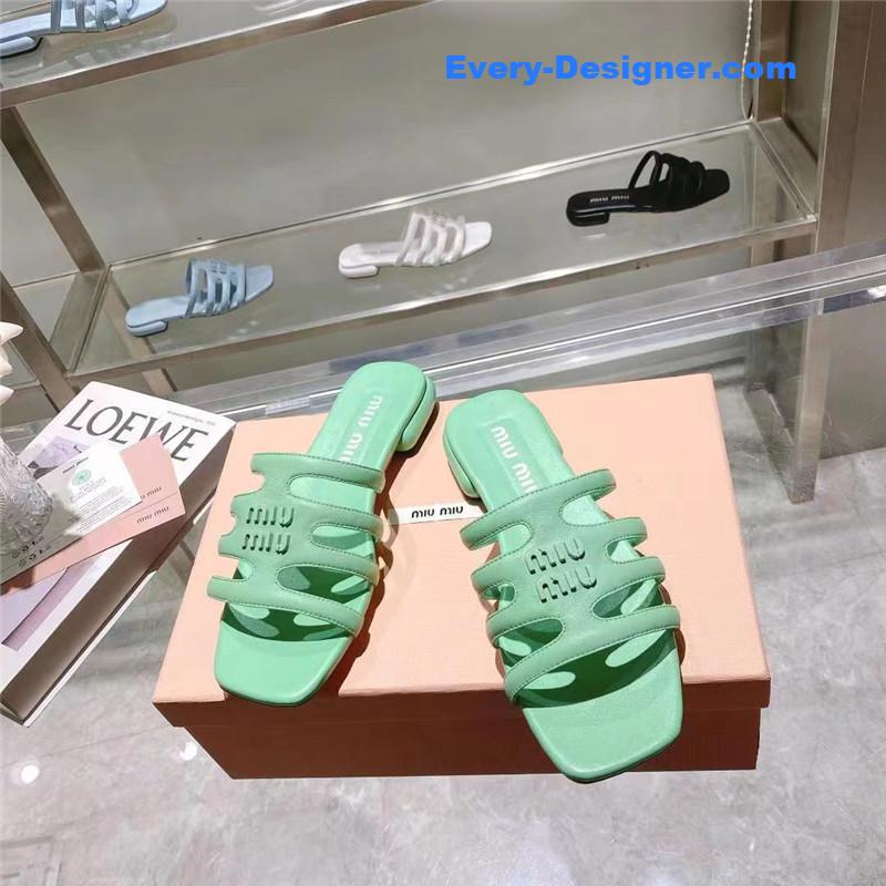 M1um1u flat lambskin sandal slippers
