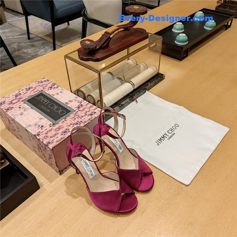 J1m*y Ch00 handmade satin panel peep-toe sandals