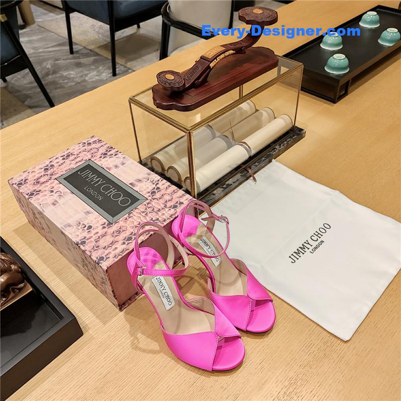 J1m*y Ch00 handmade satin panel peep-toe sandals