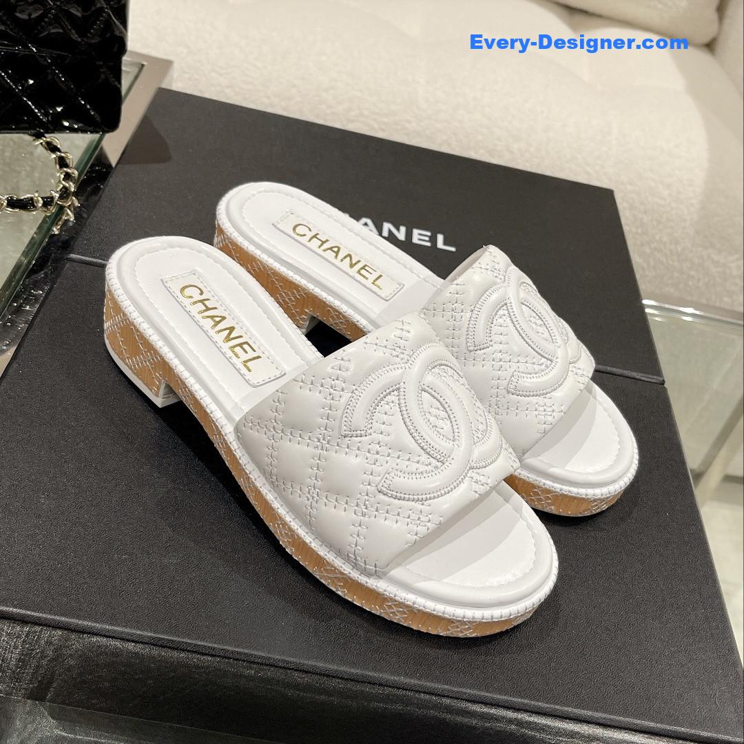 CC new wooden heel slippers