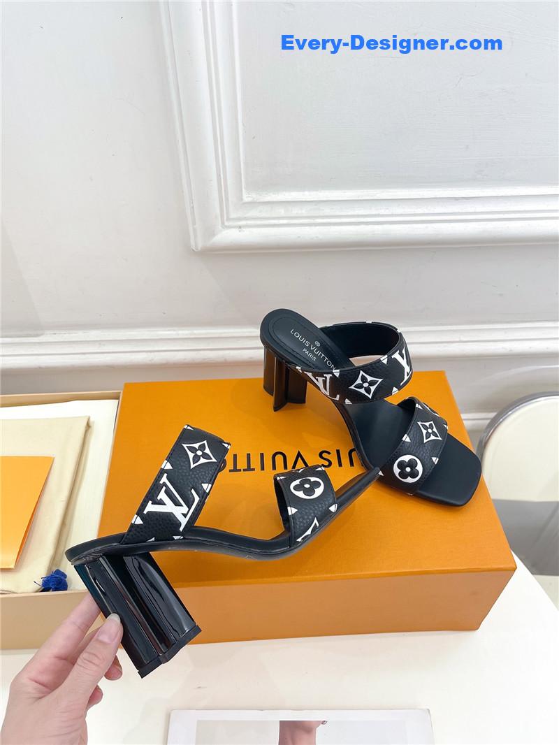 l0vis Vvtt0n lv plum blossom heel embossed sandals