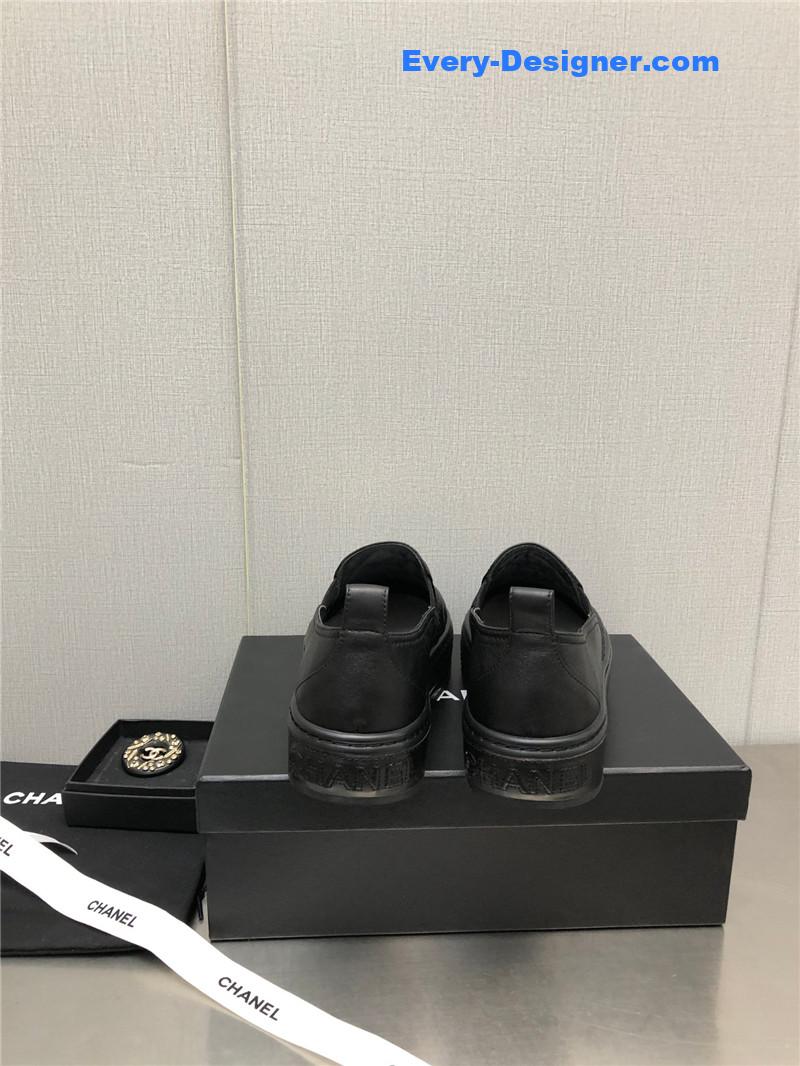 Ch**el black lambskin quilted cc platform sandals